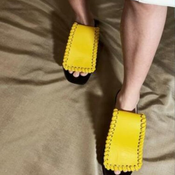 Ganor Dominic London Art Attis Yellow Leather Women's Slides - Picture 11 of 12